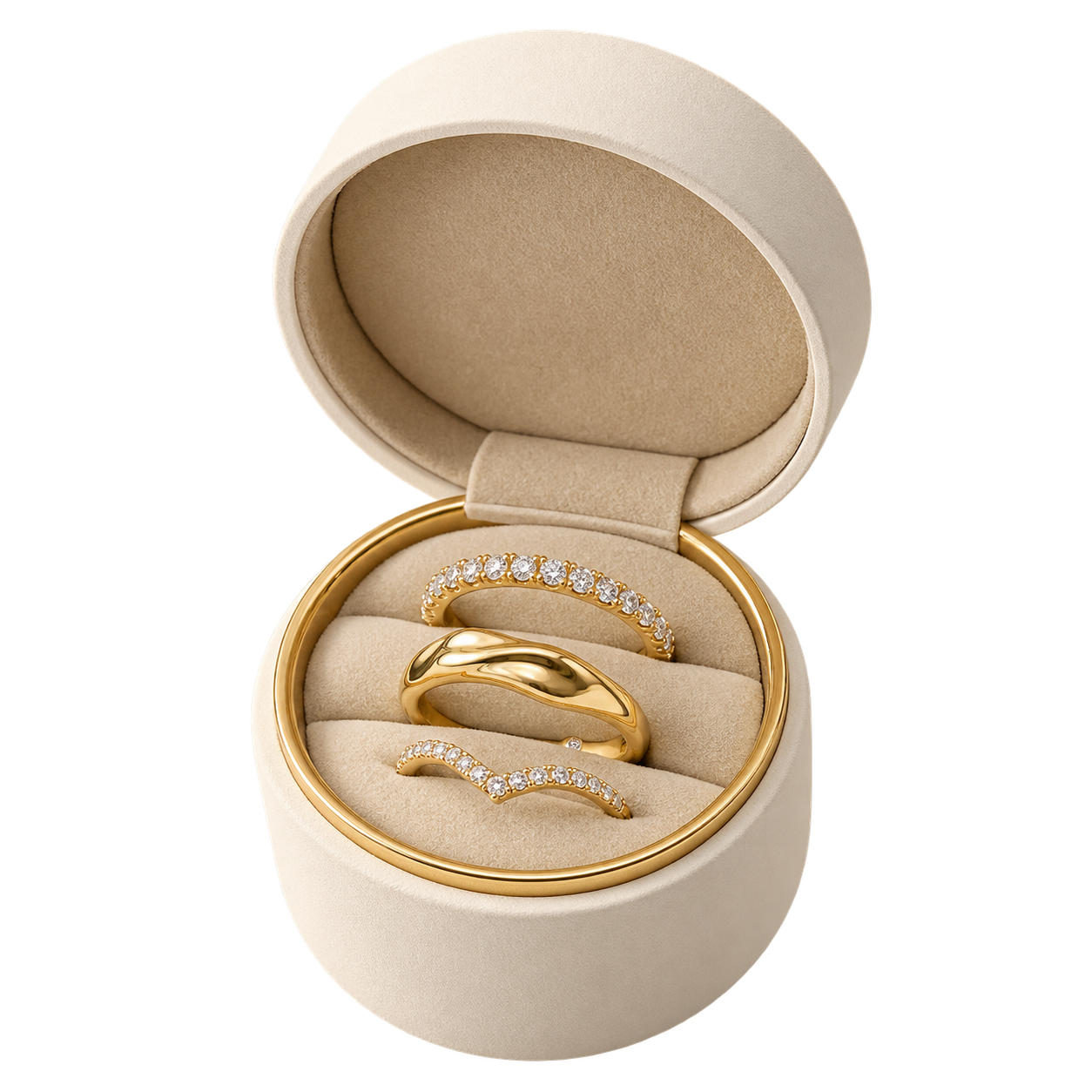 The Layers presentation with sculptural gold jewellery