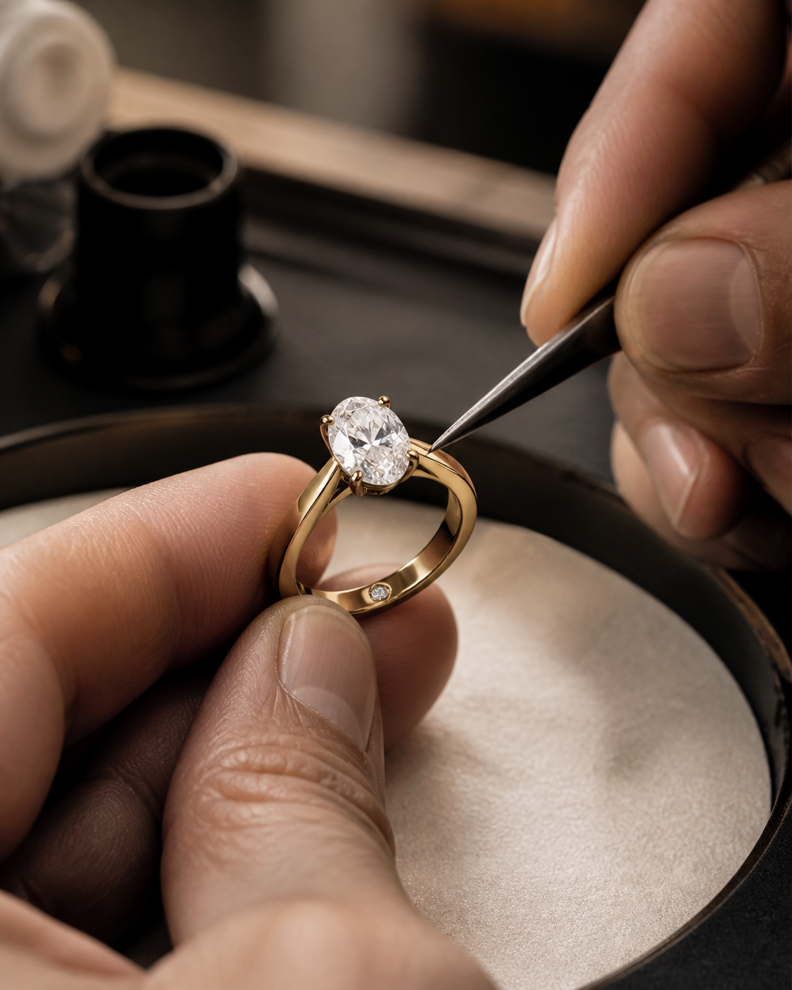Jeweller crafting a PURE ID gold ring by hand
